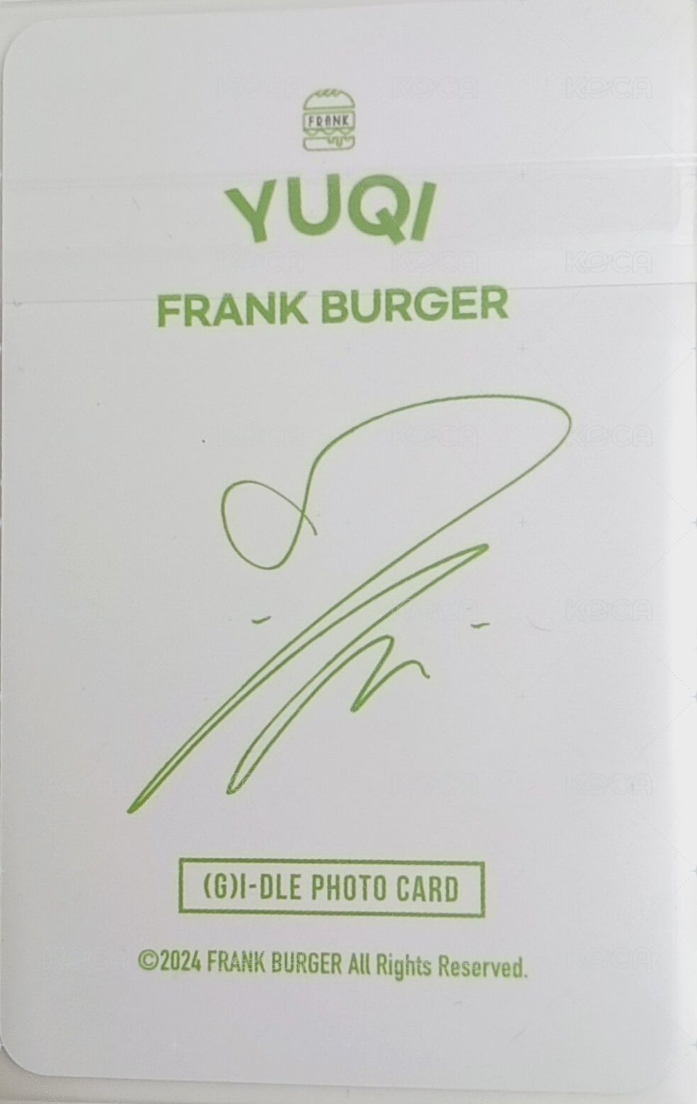 漢堡卡 2.0 代言卡  背面