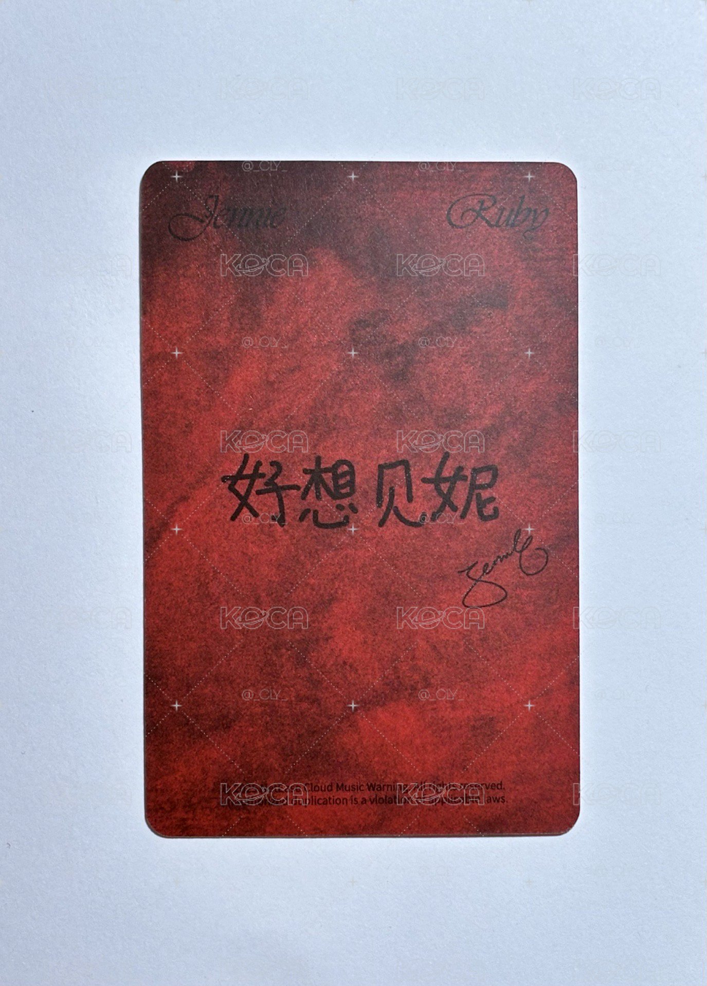 JENNIE/网易云(網易雲）中文卡背/好想見妮