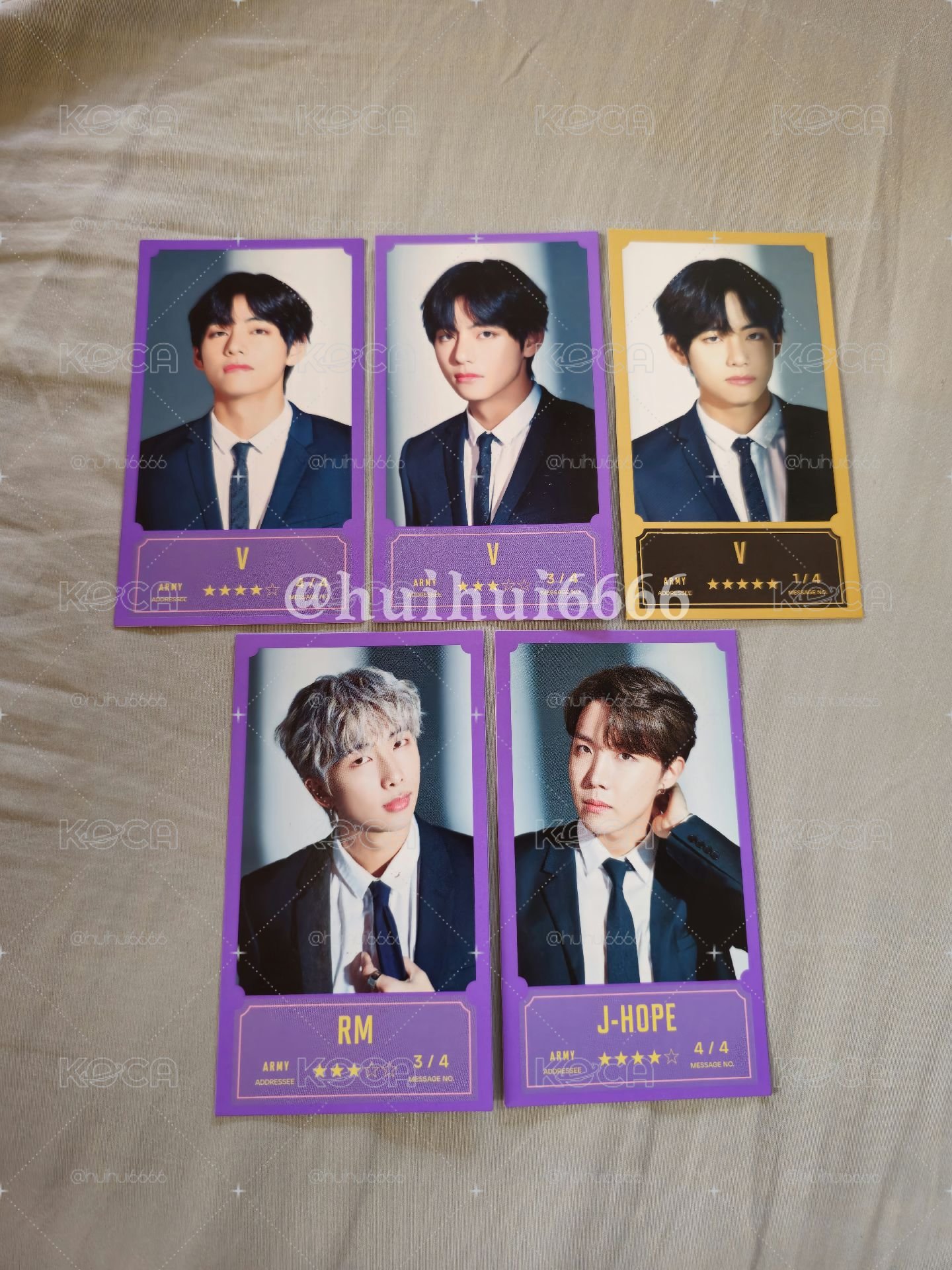 BTS BBC 留言卡 V RM JHOPE