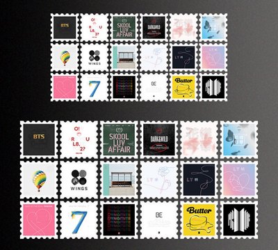 BTS 歷年專輯郵票貼紙SET