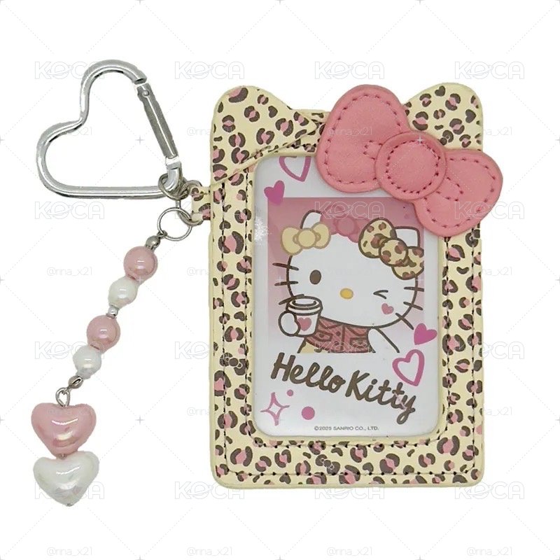 𝜗𝜚˚⋆Hello Kitty 愛心扣豹紋皮質卡套⸝⋆