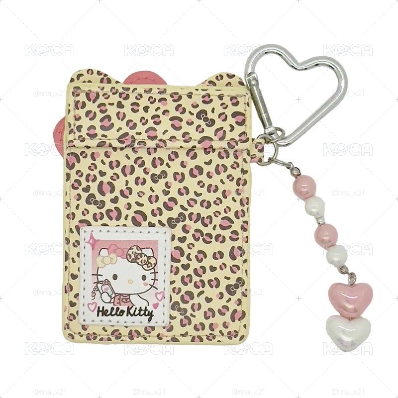 𝜗𝜚˚⋆Hello Kitty 愛心扣豹紋皮質卡套⸝⋆