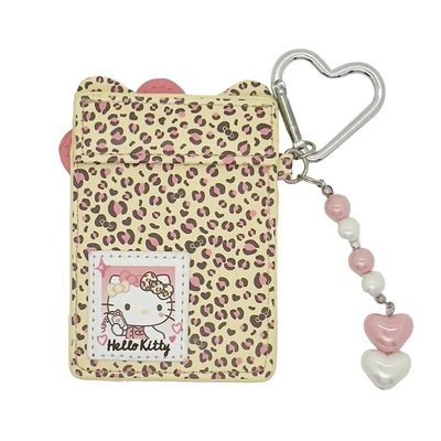𝜗𝜚˚⋆Hello Kitty 愛心扣豹紋皮質卡套⸝⋆