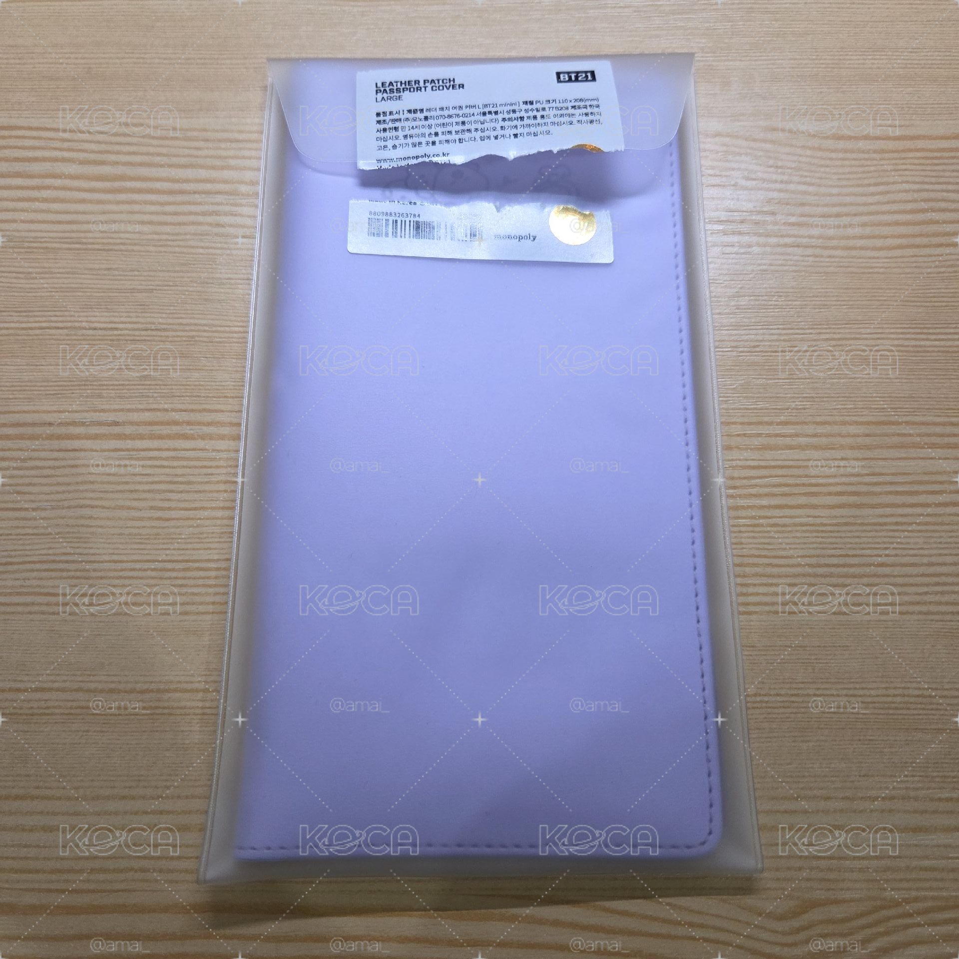 BT21 minini LEATHER PATCH 護照套[LARGE] (COOKY)