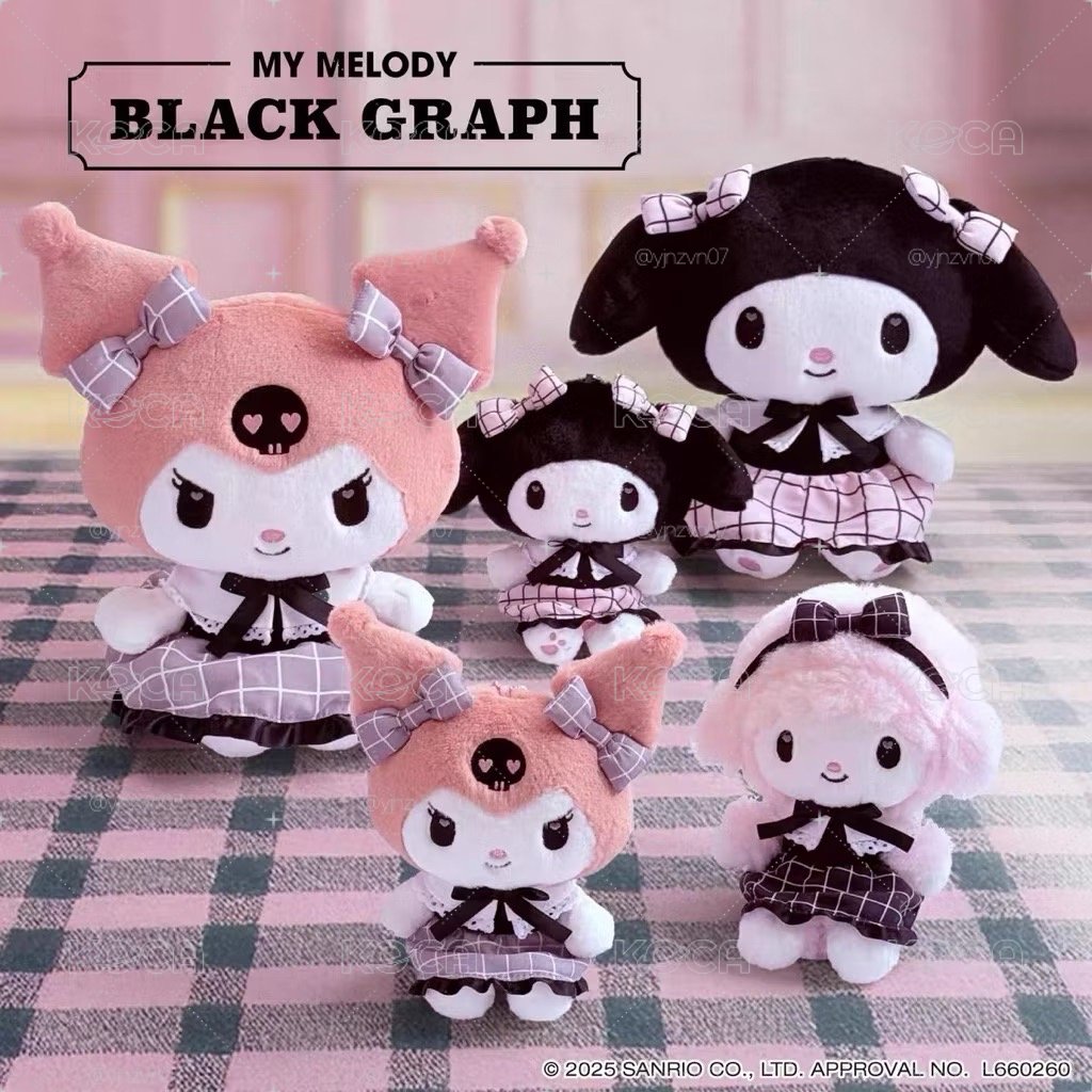 Sanrio 三麗鷗 黑粉格紋系列 玩偶吊飾 彼安諾