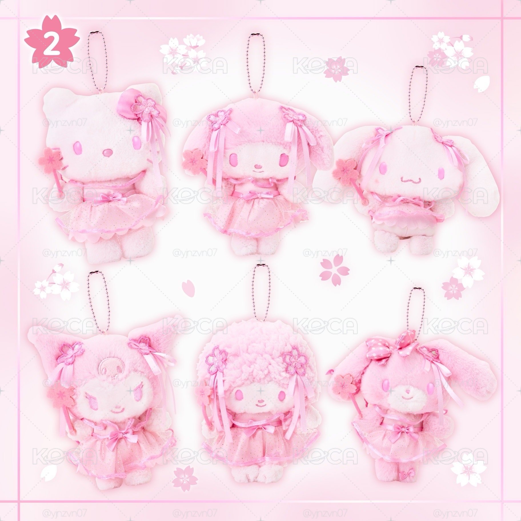 Sanrio 三麗鷗 粉色櫻花系列 玩偶吊飾 彼安諾 美樂蒂