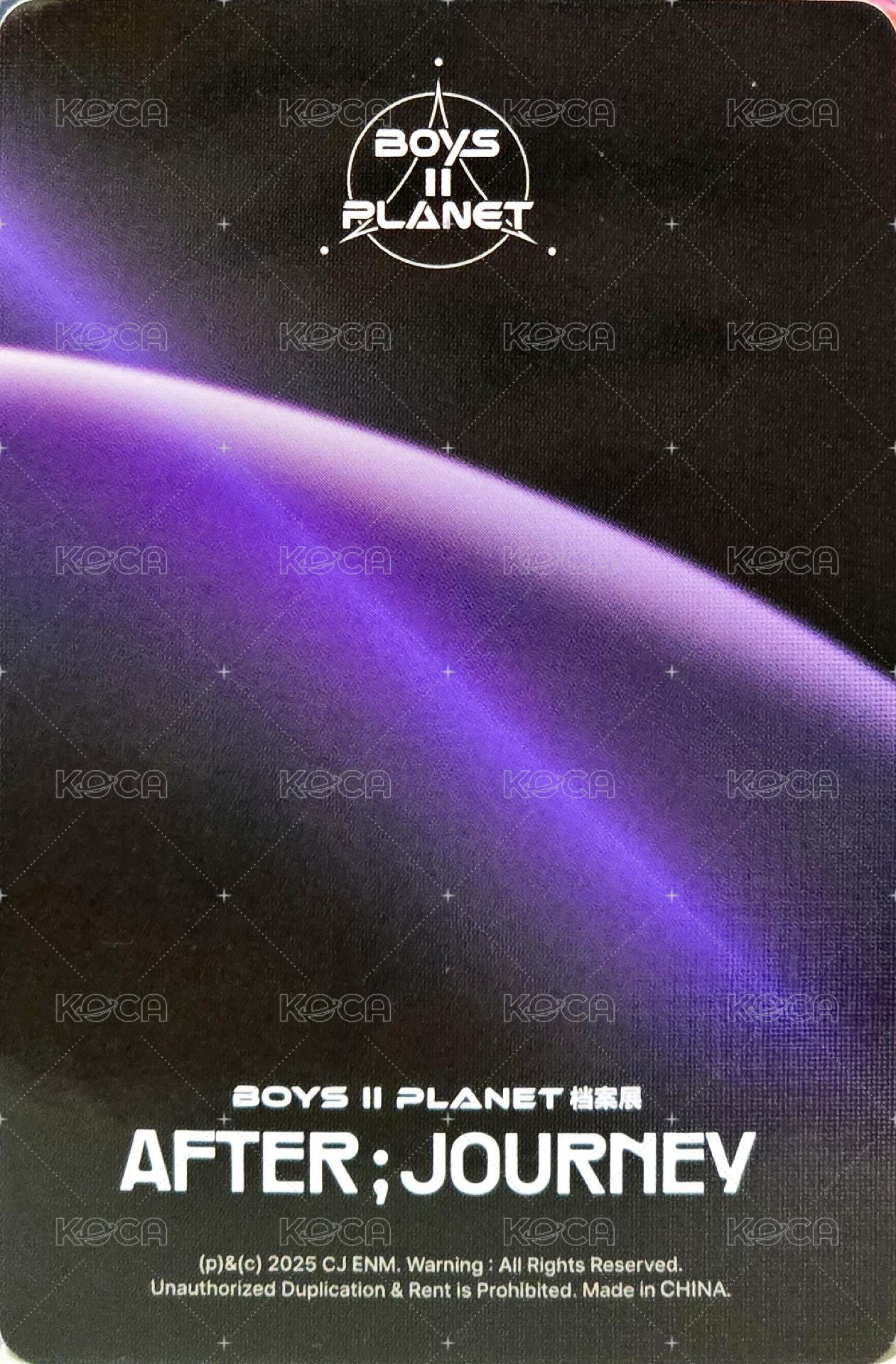 BOYS ll PLANET 아카이브展覧 AFTER;JOURNEY in 首爾 第二周 #10 周邊卡  背面