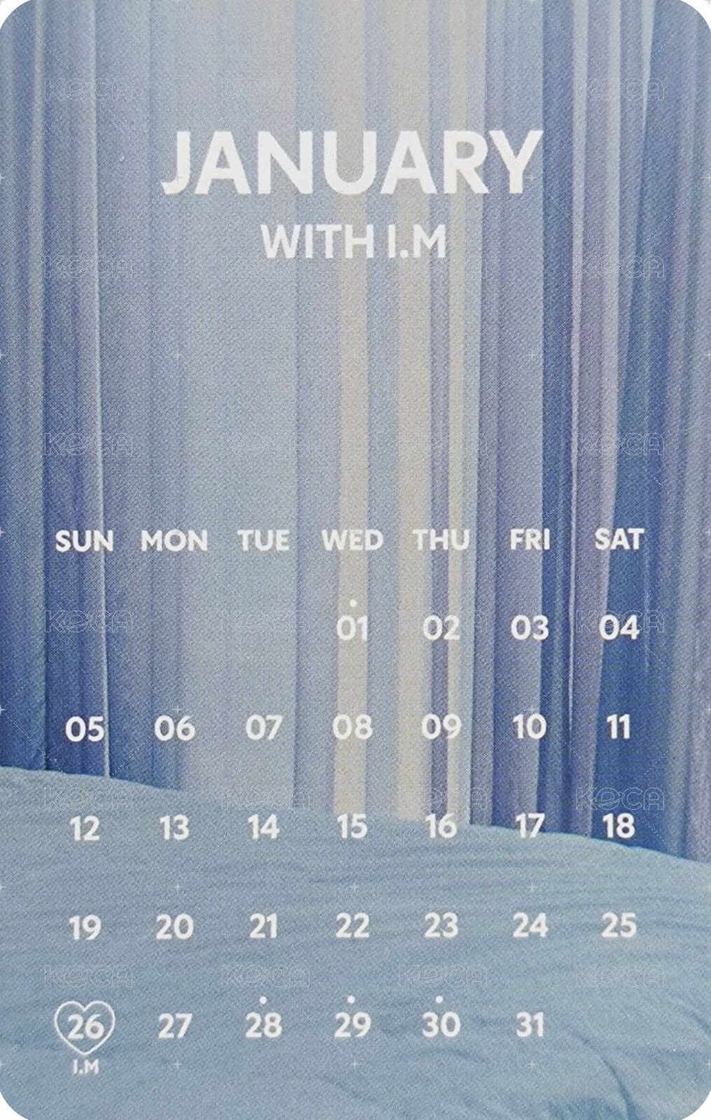 I.M 25'SG 年曆卡 1月 背面