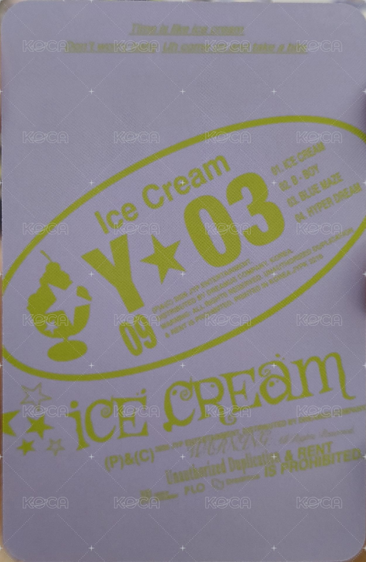 Ice Cream 特別版 B ver. 專輯卡  背面