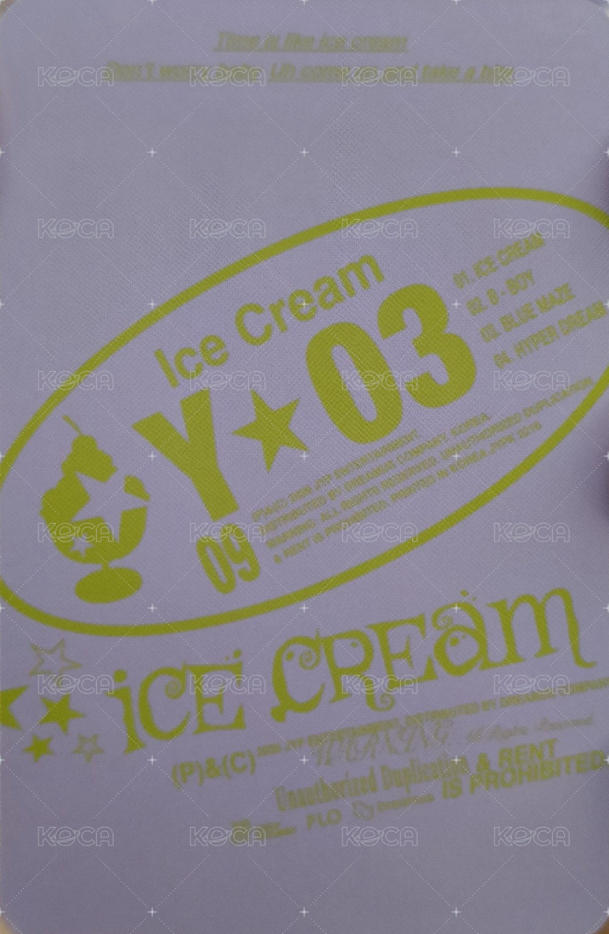 Ice Cream 特別版 B ver. 專輯卡  背面