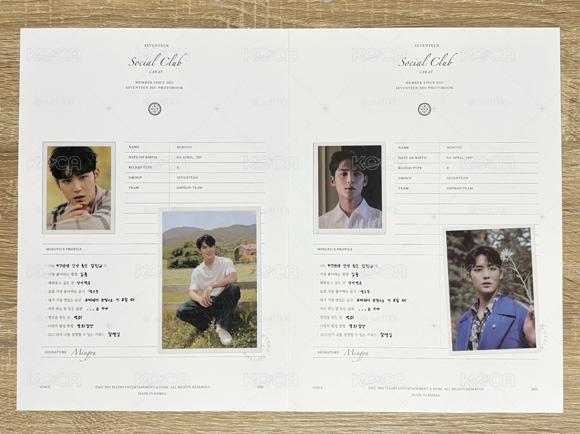 SEVENTEEN SOCIAL CLUB 明信片 檔案卡