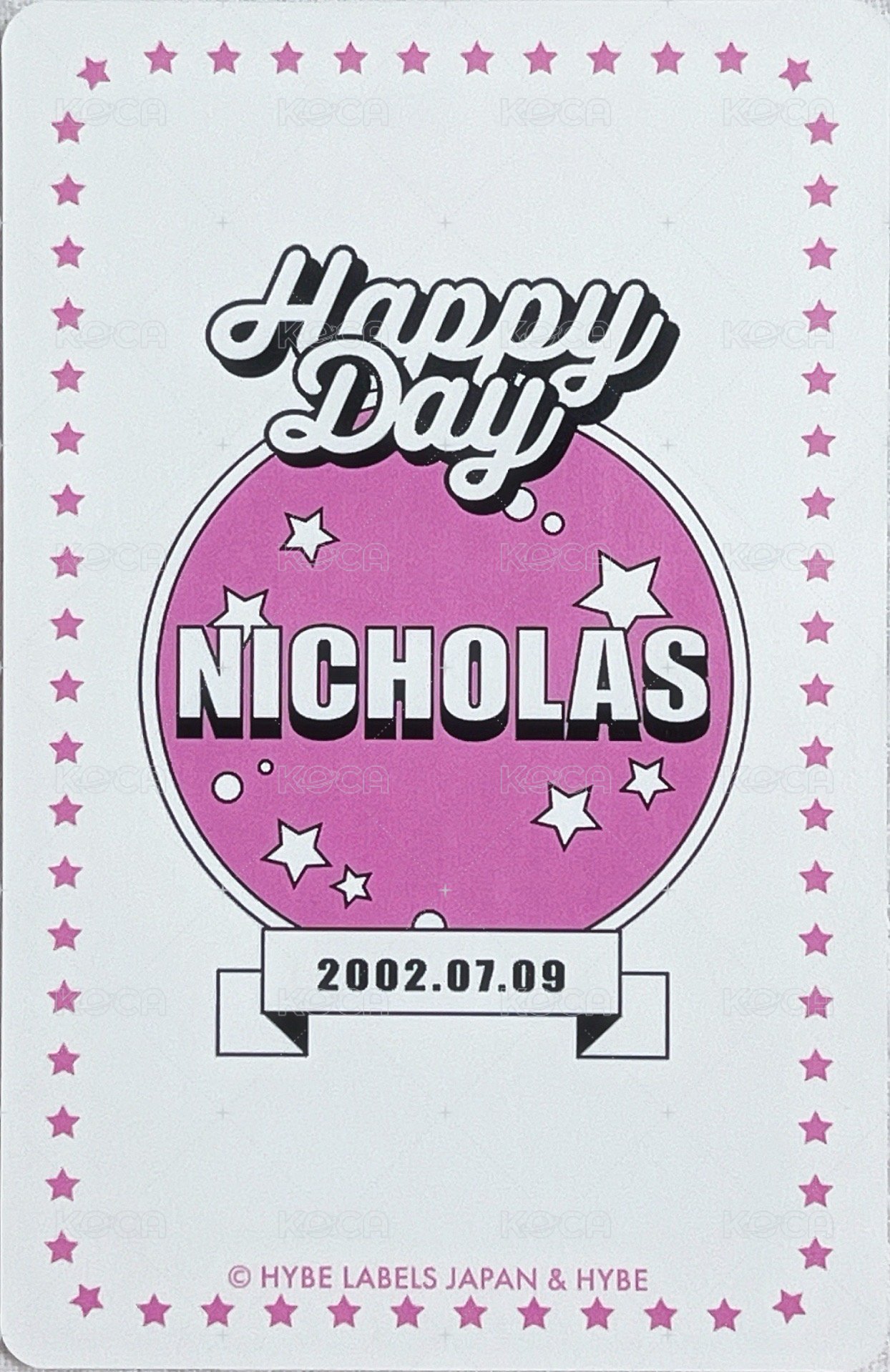 Happy Day 2023~2024 周邊卡 BIRTHDAY KIT卡 背面
