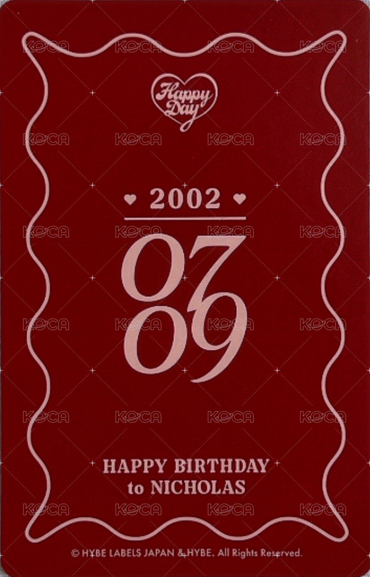 Happy Day  周邊卡 2024~2025 裝飾小卡 背面