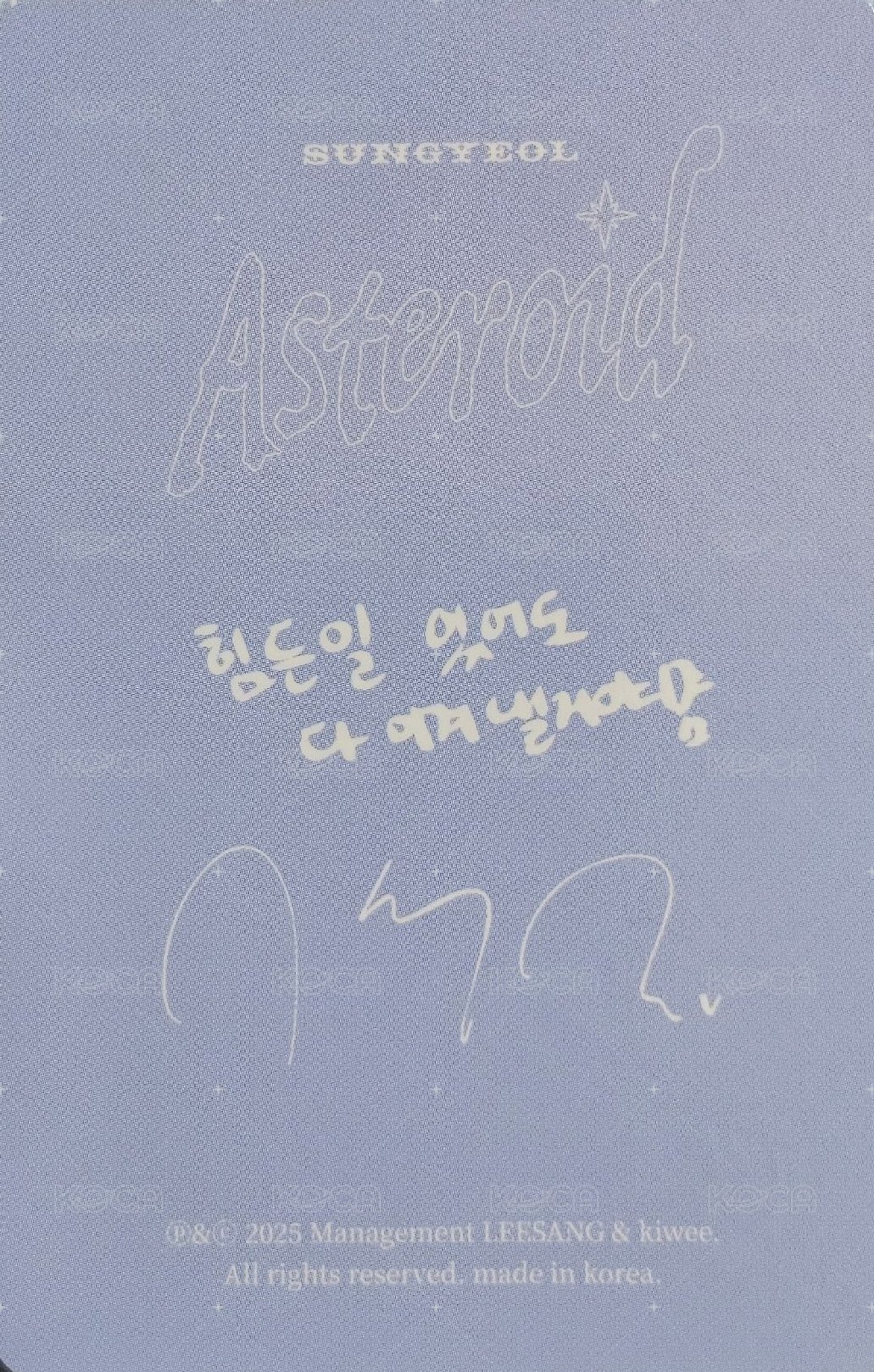 Asteroid 專輯卡  背面