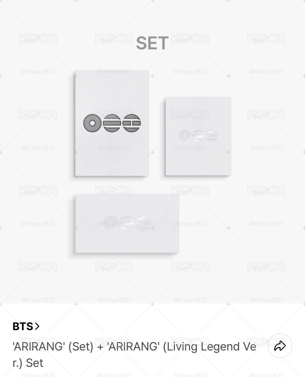 BTS Arirang 未拆專一套3張（K版+M版+LL版）（可➕隨機日咖特典）🈶2套 1套是現貨