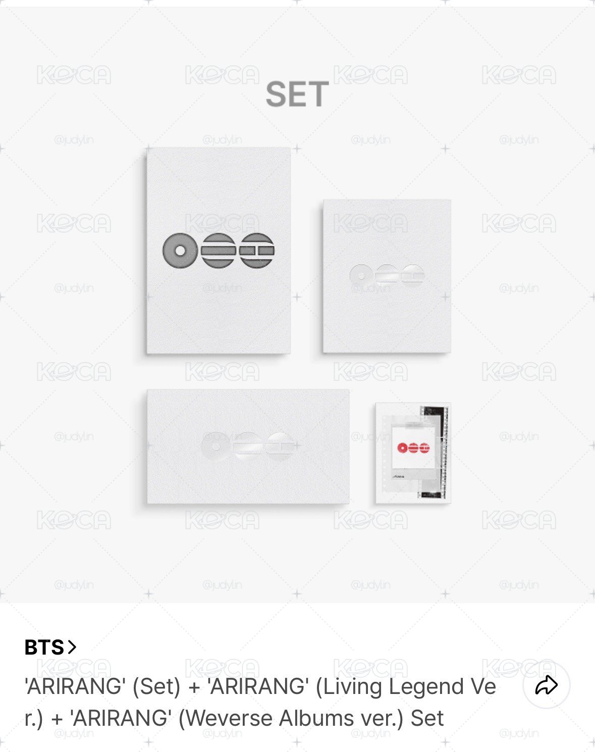 （現貨）BTS ARIRANG未拆專一套4張wvs版本(含特典）