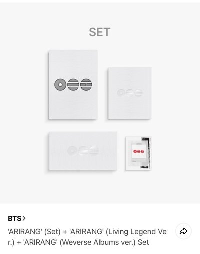 （現貨）BTS ARIRANG未拆專一套4張wvs版本(含特典）