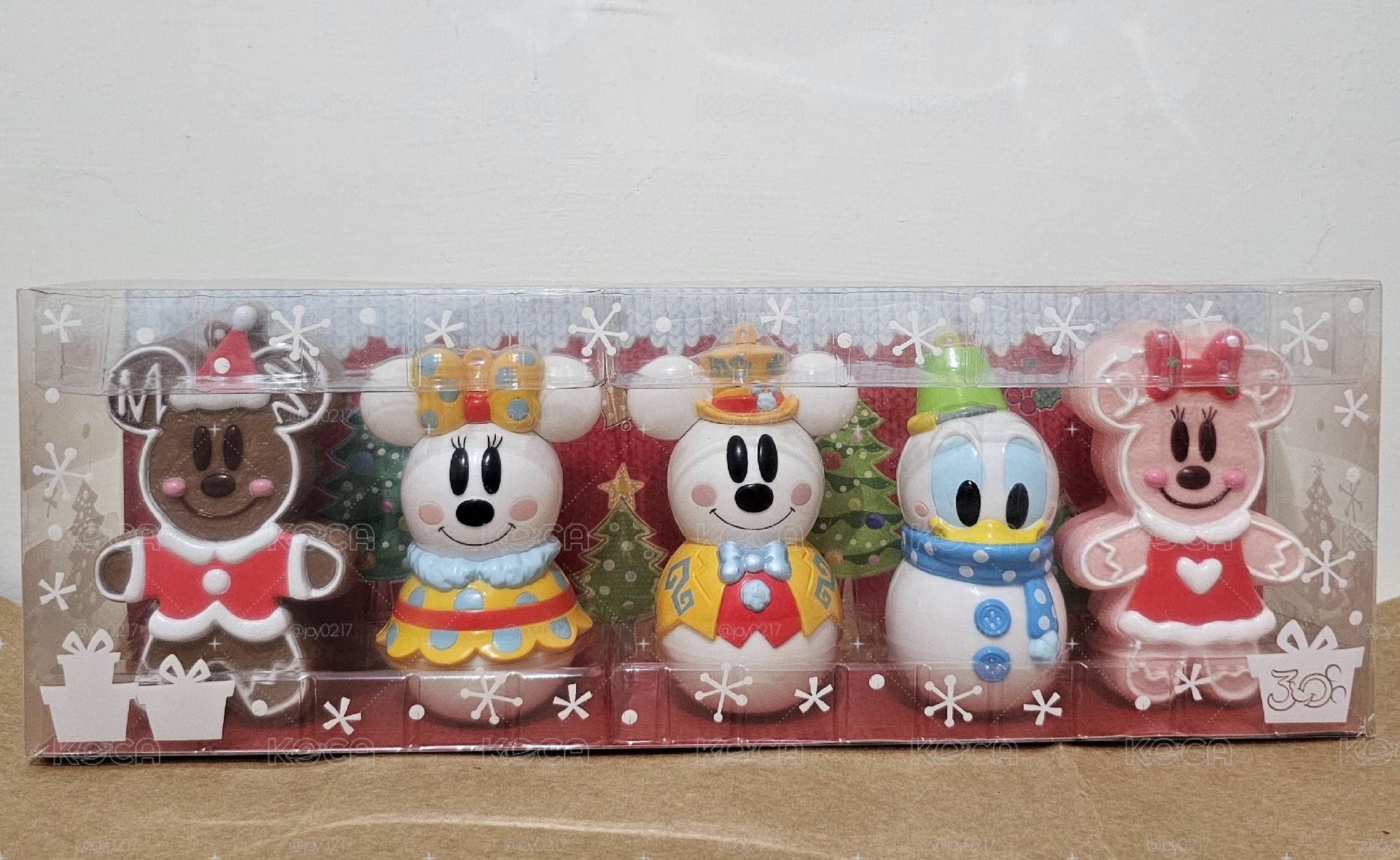 2013年東京迪士尼度假區聖誕節薑餅人造型裝飾品5件組（全新未使用）