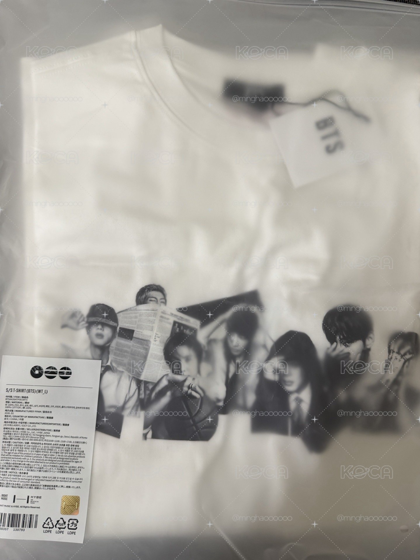 ARIRANG 白色短恤 團體 M/ L size