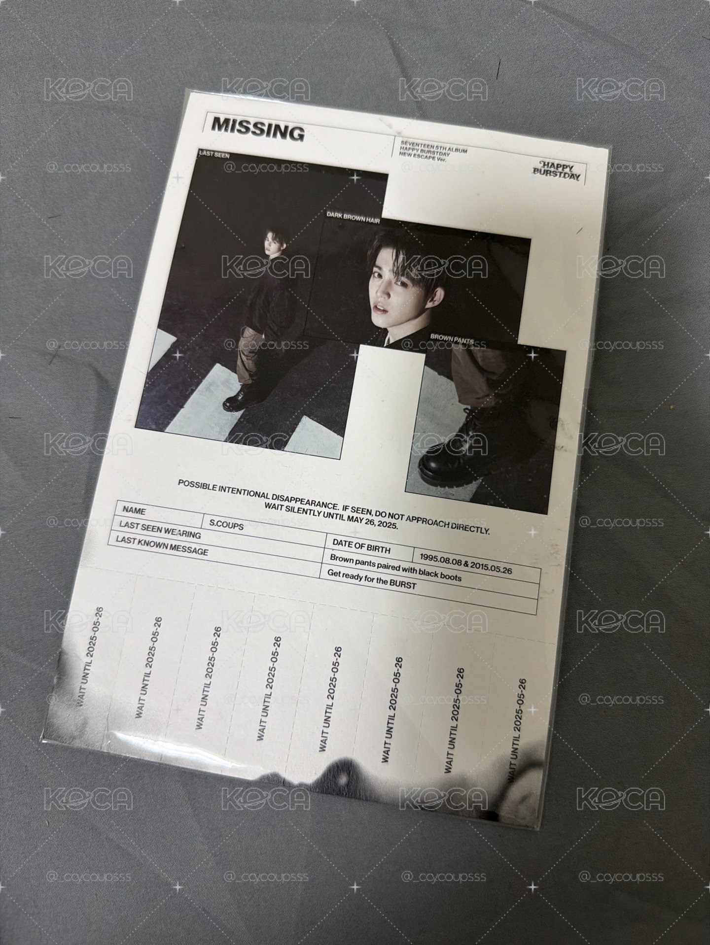 SEVENTEEN S.COUPS 崔勝喆 正五 海報  尋人啟事
