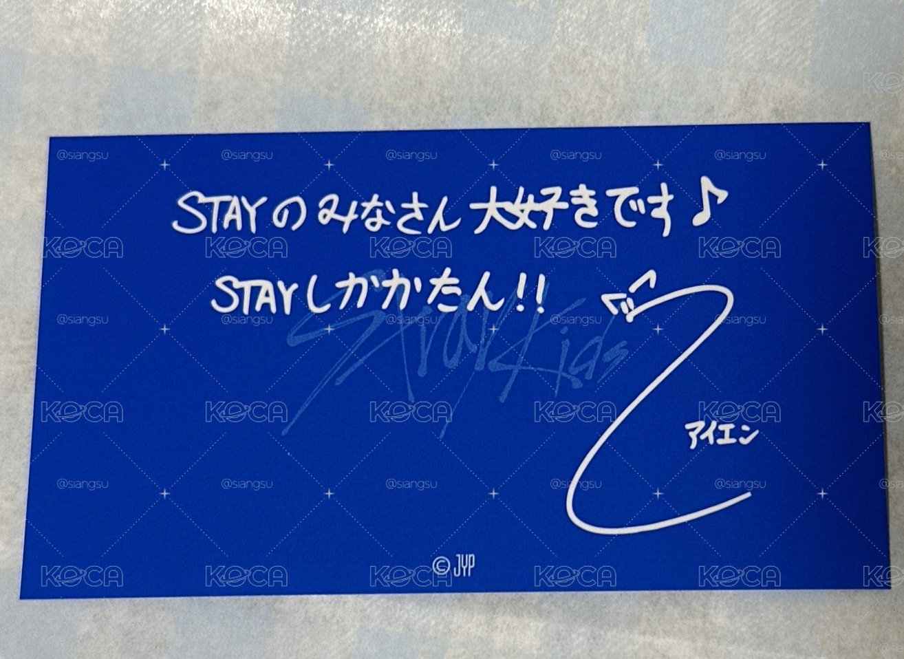JYP JAPAN ONLINE SHOP 手寫印簽感謝卡 I.N 寅