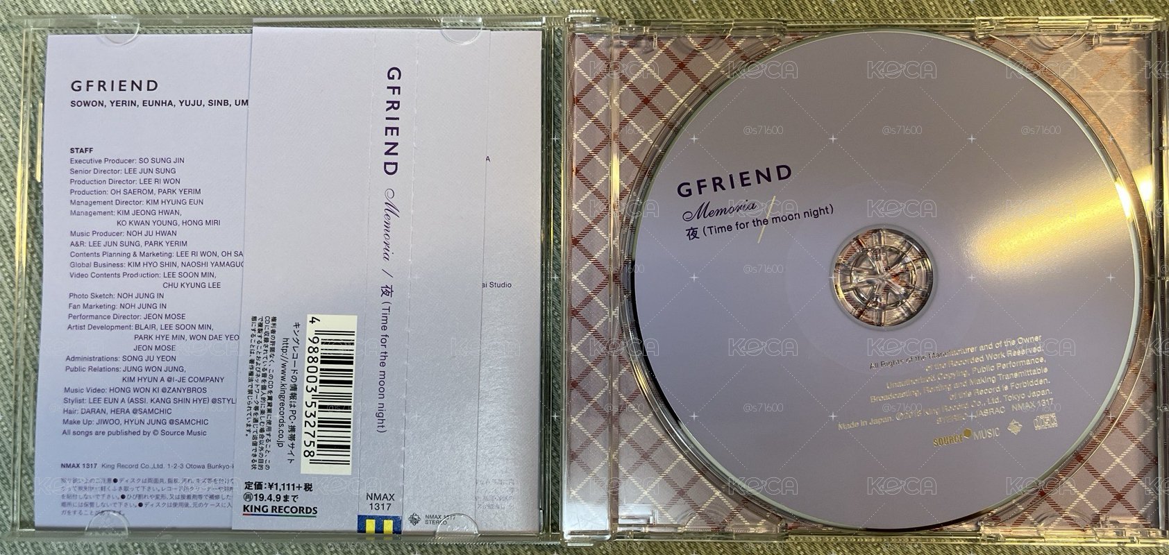 Gfriend 第一張日語單曲 WEB盤 專輯 Memoria / 夜(Time for the moon night)