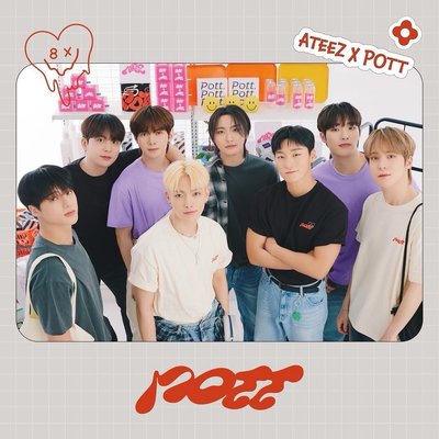 ATEEZ X POTT 短袖T恤 米色/黑色