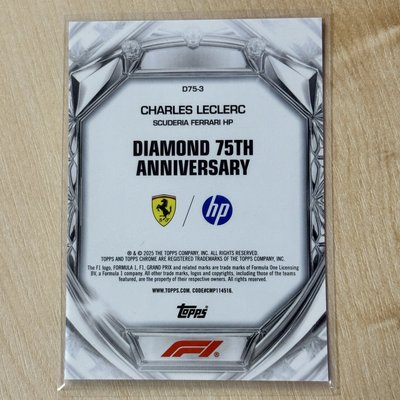 2025 Topps Chrome F1 Charles Leclerc 75週年 鑽石卡