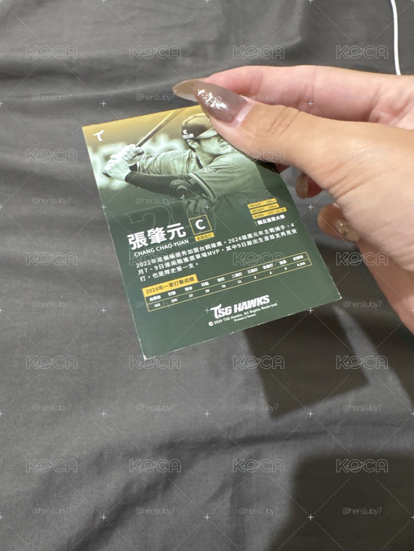 2024台鋼雄鷹元年球員卡 - 張肇元 有親簽