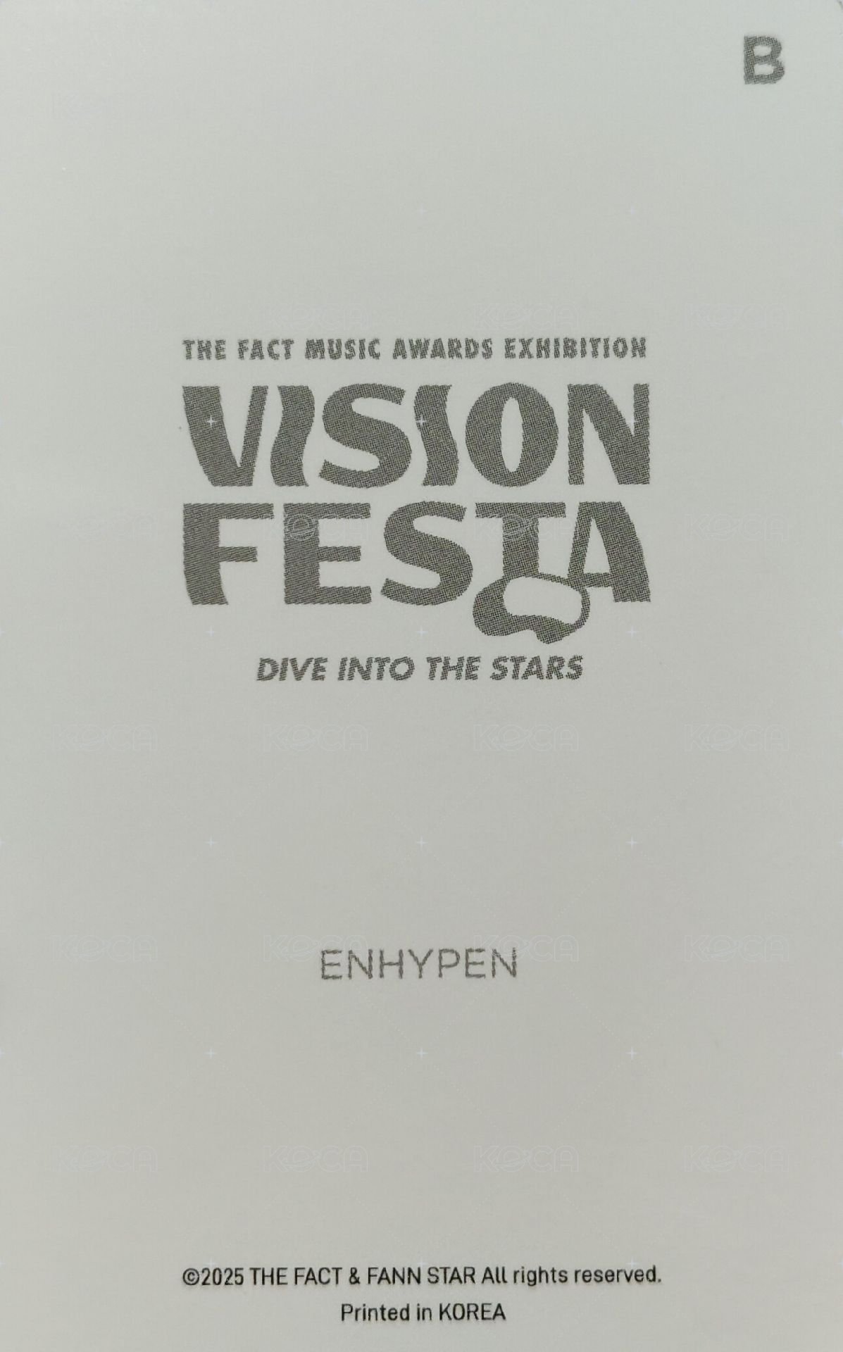 VISION FESTA 入場卡 / 場限卡  背面