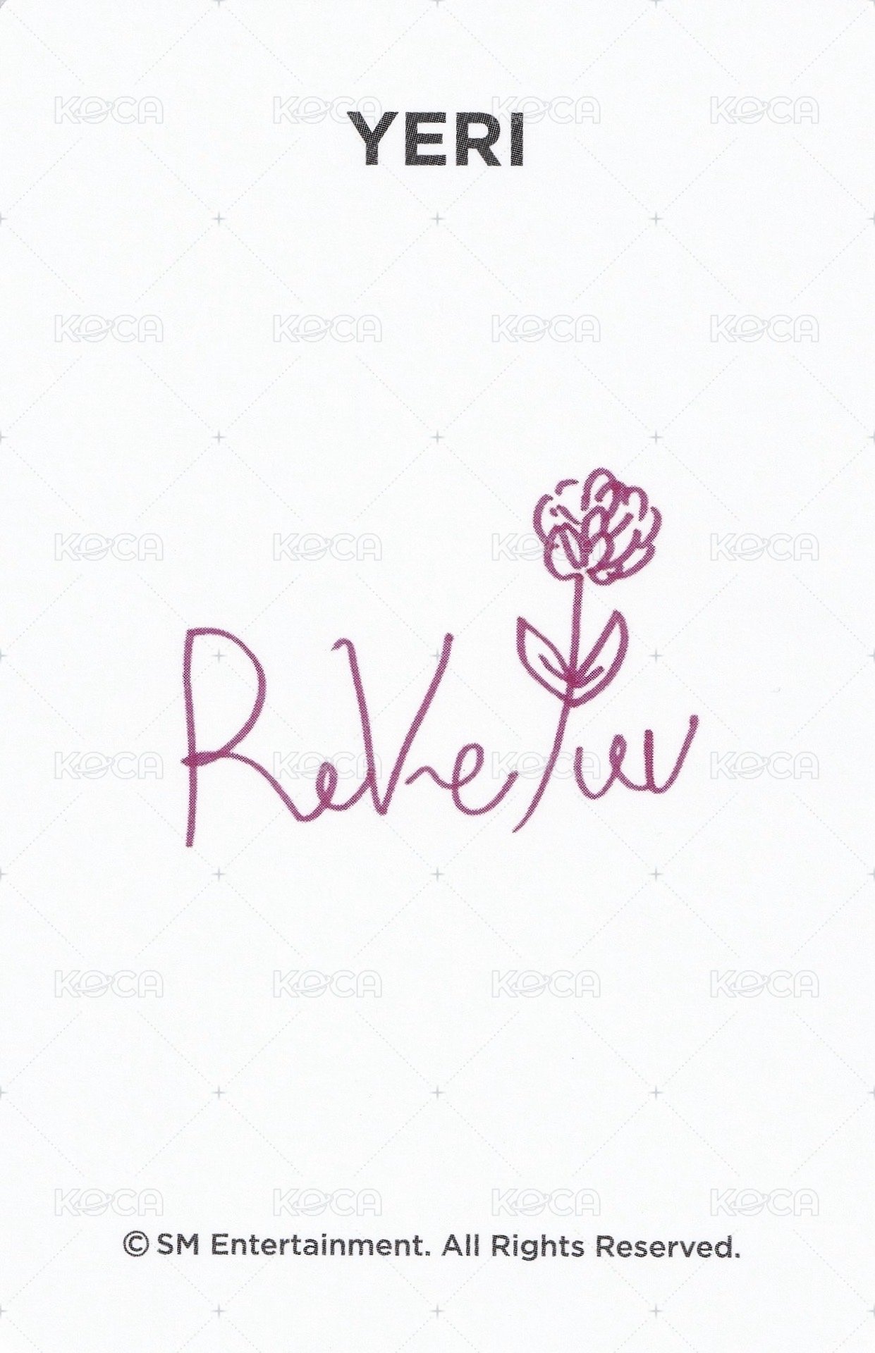 ReVeluv 會員禮卡  背面