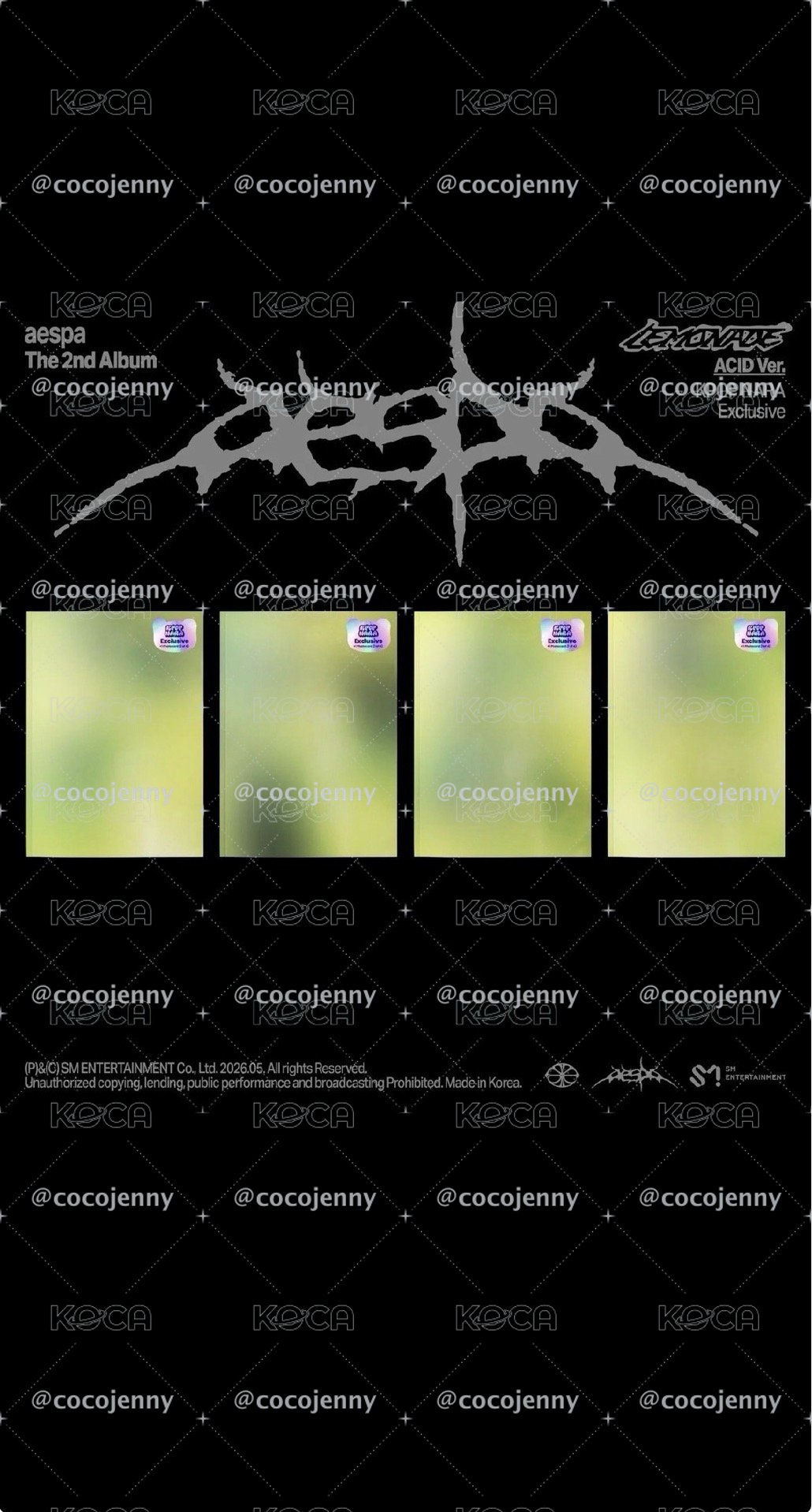 親簽版本aespa正規二輯(LEMONADE).    (LEMONADE版)(WDA版）(ACID)美國進口