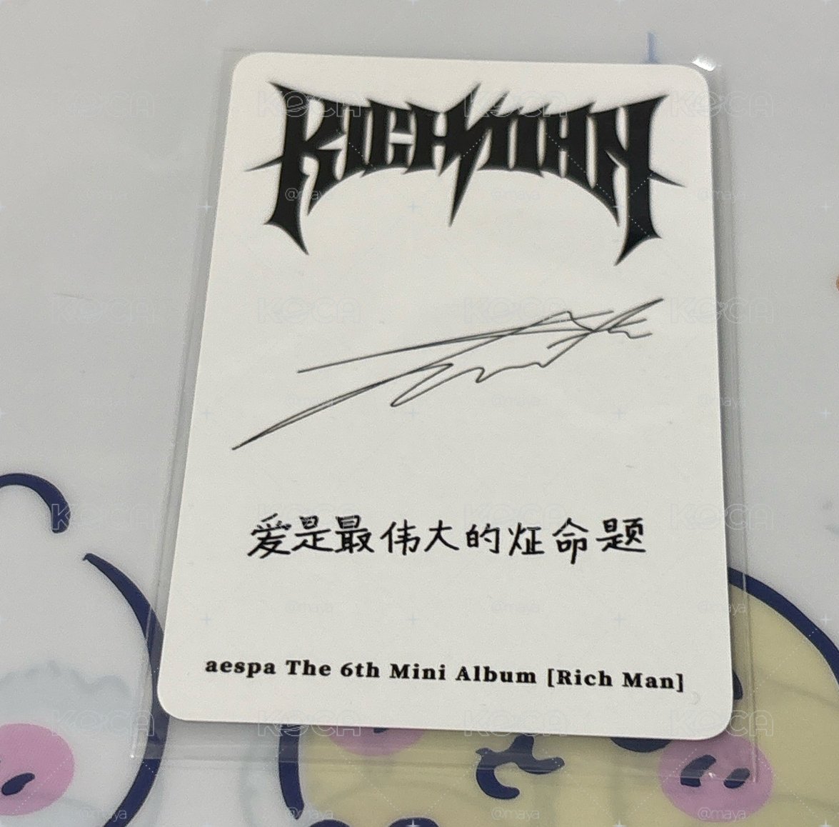 aespa 金冬天 rich man 泡泡摩奇 特典卡 婚紗冬