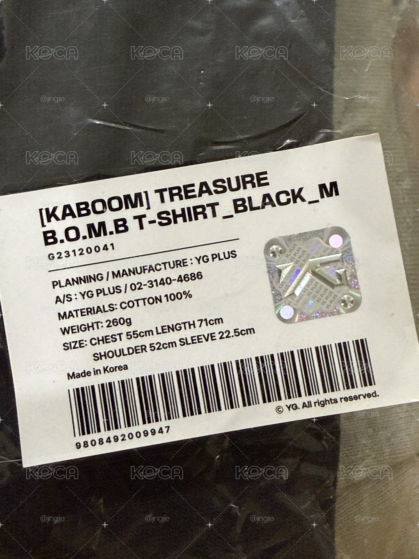 TREASURE B.O.M.B 短袖上衣 黑色M號