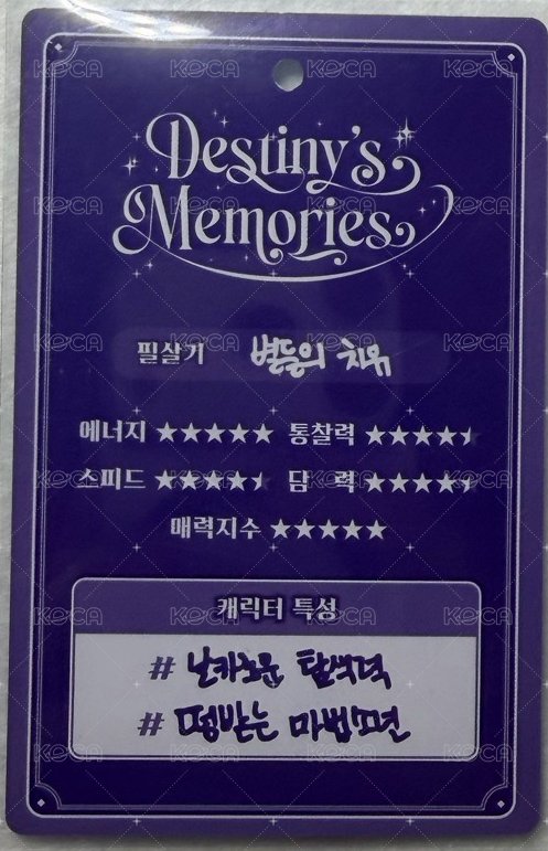 Destiny’s Memories 周邊卡 識別證 背面