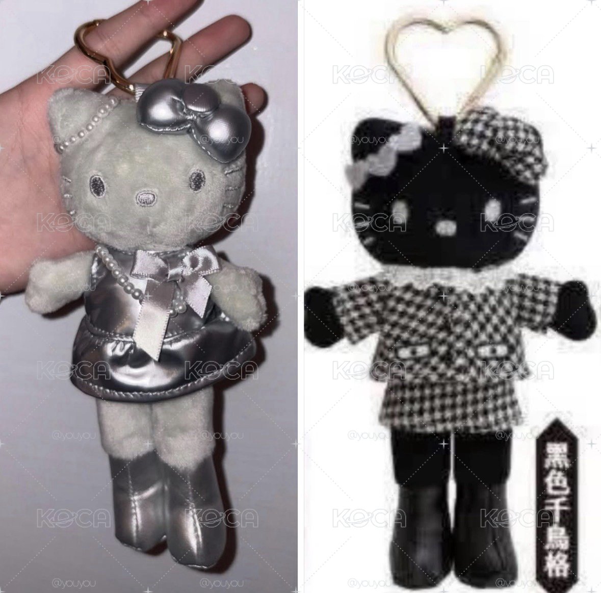 kitty銀白洋裝黑色千鳥格