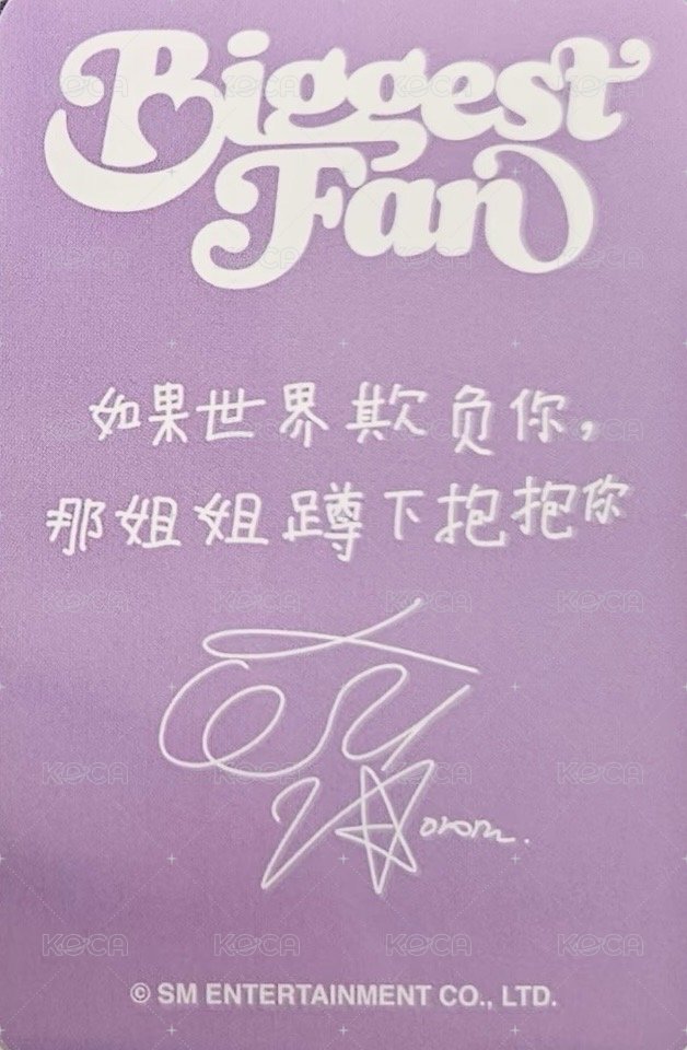 正規一   熊寶 特典卡  背面