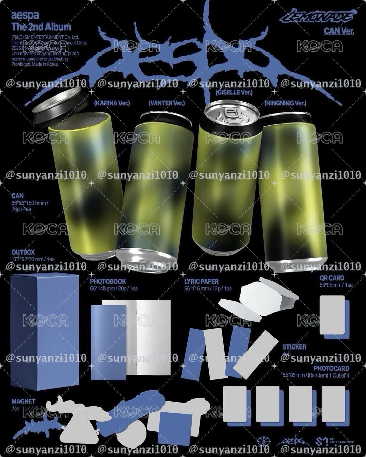 aespa LEMONADE 專輯 CAN ver. (無特典）隨機單封 日本通路