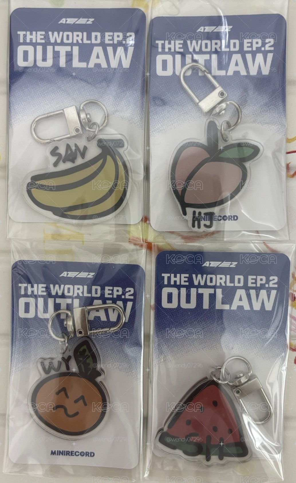 ATEEZ Outlaw Minirecord lucky draw 水果吊飾 弘中 星和 崔傘 友榮