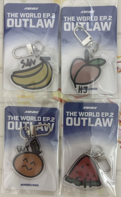 ATEEZ Outlaw Minirecord lucky draw 水果吊飾 弘中 星和 崔傘 友榮