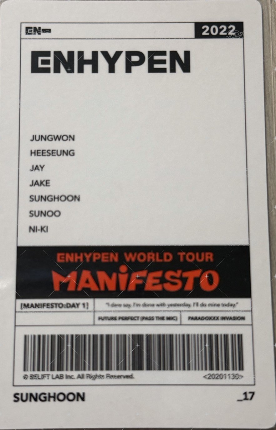 MANIFESTO世巡 隨機卡  背面
