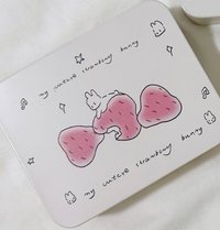 三顆草莓小兔收納鐵盒