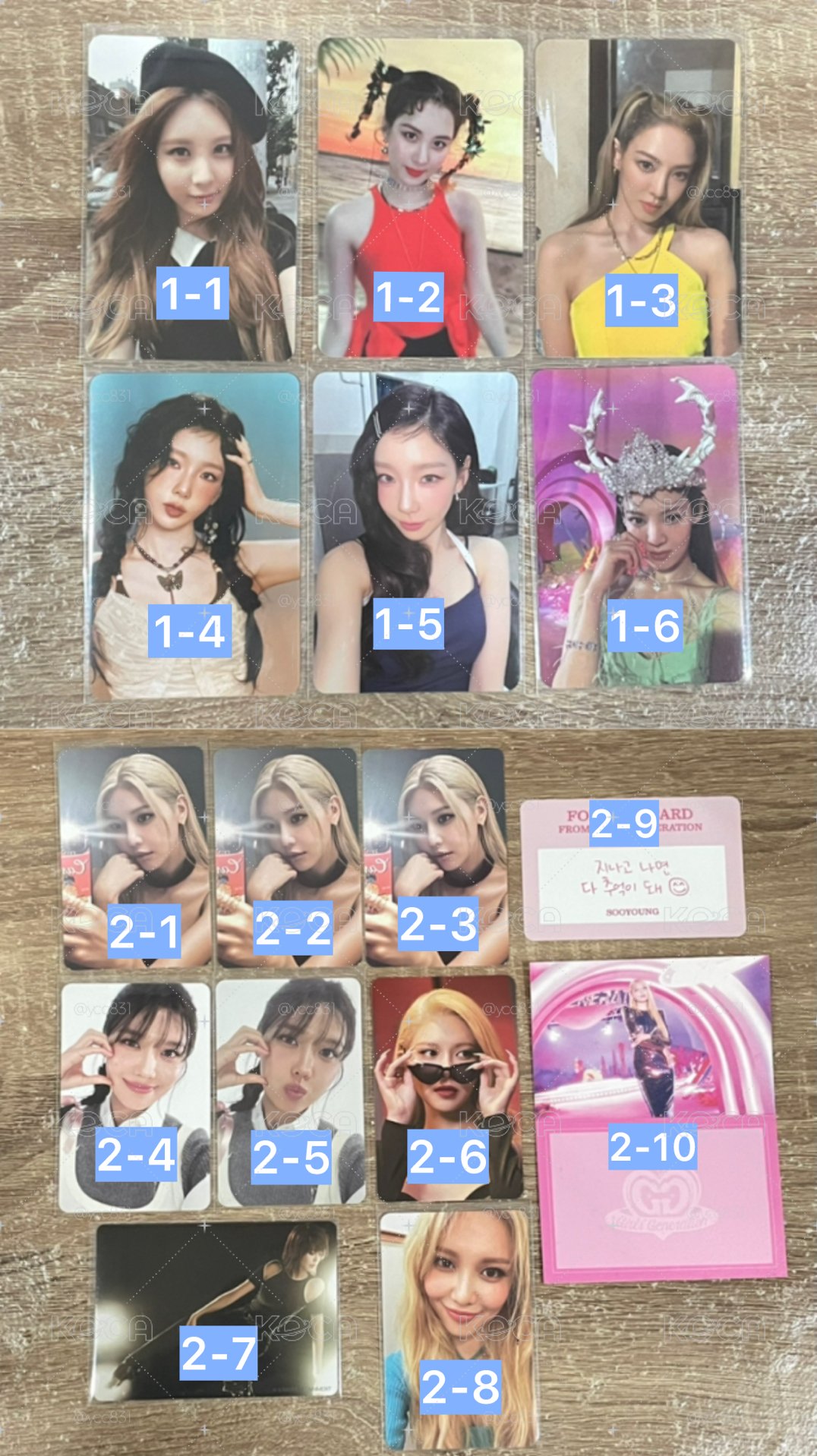 少女時代 太妍 Sunny Tiffany 孝淵 秀英 潤娥 徐玄 各時期小卡