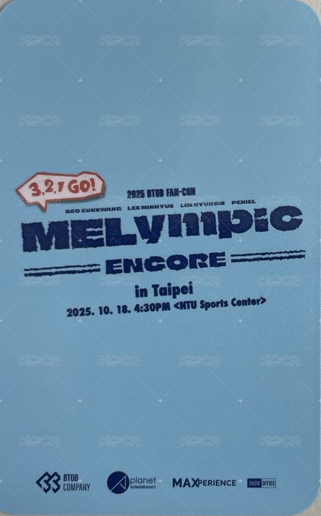25 MELympic 臺灣安可場 入場卡 / 場限卡  背面