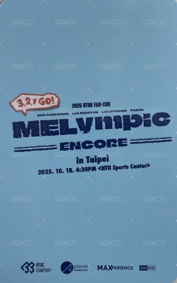 25 MELympic 臺灣安可場 入場卡 / 場限卡  背面