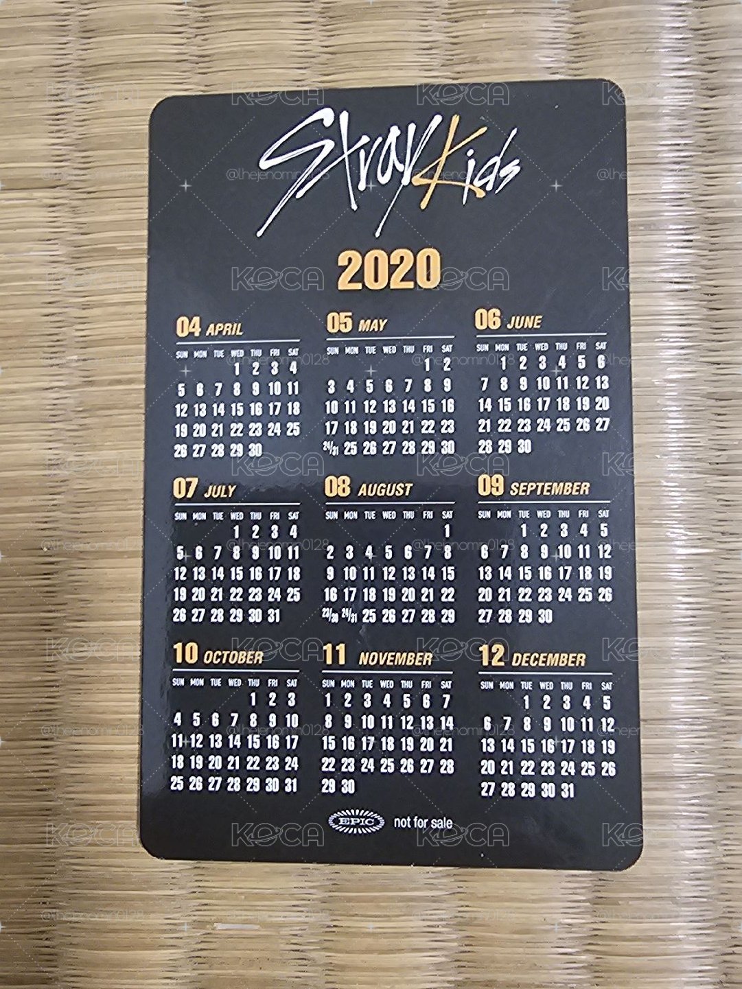 SKZ2020 專輯卡 特典年曆卡