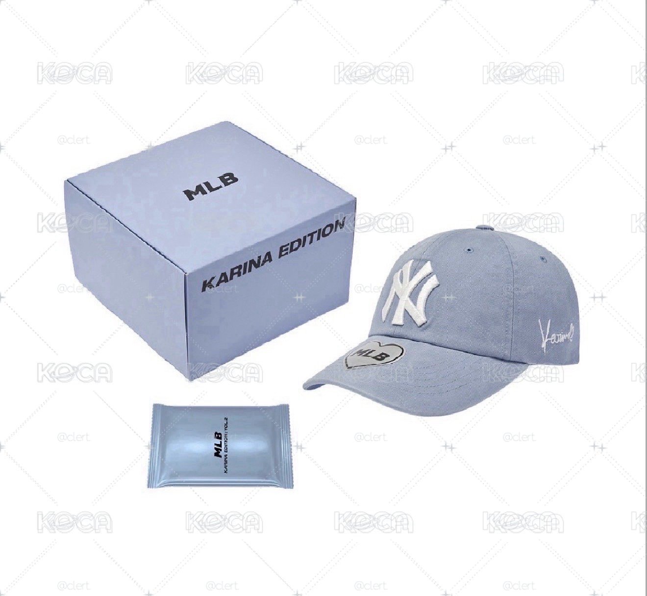 mlb x karina帽子藍色現貨