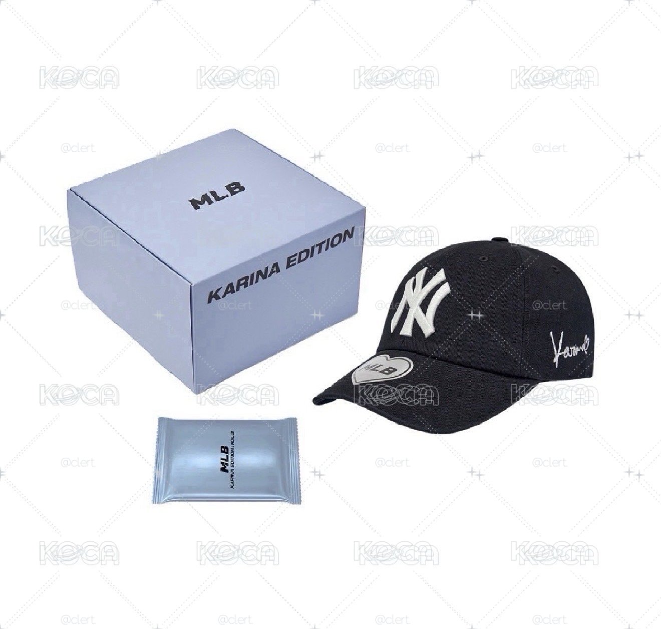 mlb x karina 黑色帽子現貨
