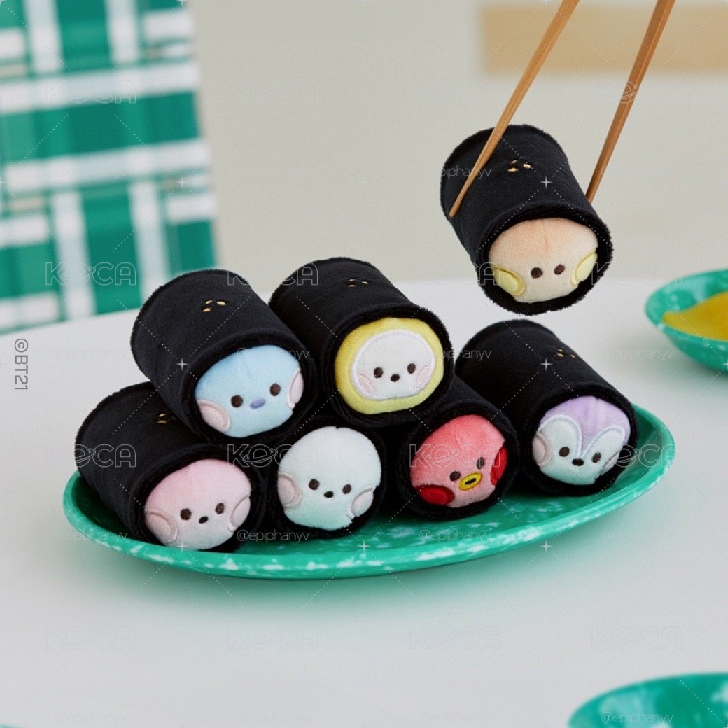 BT21 / 拆售 紫菜包飯Mini玩偶+幸運球系列閃閃Mini胸針組
