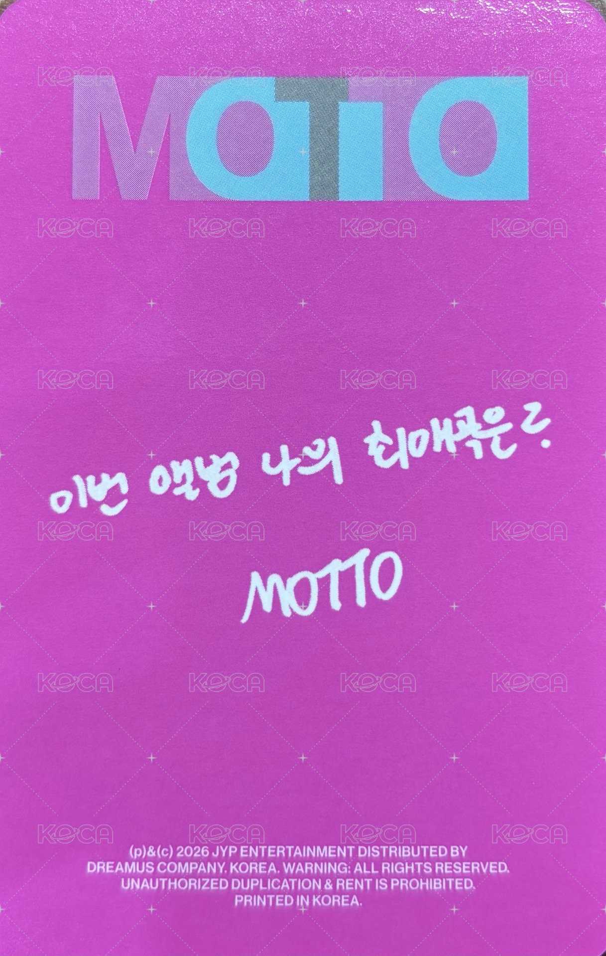 Motto 單封 專輯卡  背面